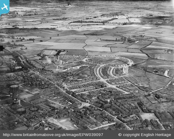 New housing estate under construction and environs, East Moor, 1932 - Britain from Above New housing estate under construction and environs, East Moor, 1932 - Britain from Above