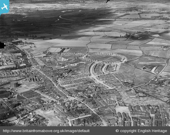 New housing estate under construction and environs, East Moor, 1932 - Britain from Above New housing estate under construction and environs, East Moor, 1932 - Britain from Above