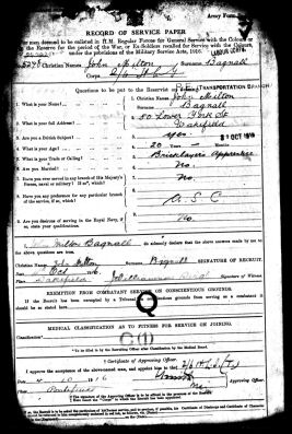 Service Paper for the Wakefield Regiment of the Royal Engineers