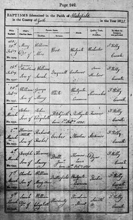 Jonas' baptism register entry