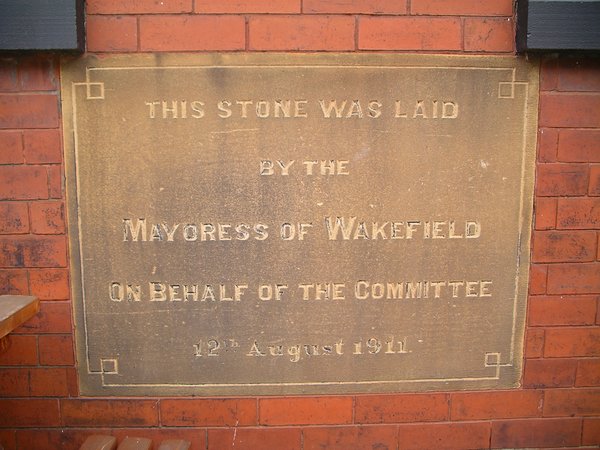Alverthorpe WMC foundation stone, laid by the Mayoress of Wakefield, 1911 Alverthorpe WMC foundation stone, laid by the Mayoress of Wakefield, 1911